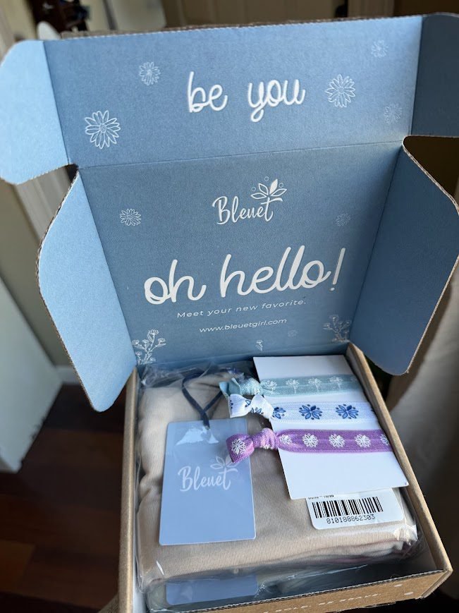 Bleuet comfortable bras for tweens and teens in packaging